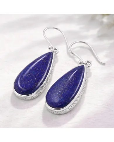 Lapis Lazuli Earrings - 925 Sterling Silver Tear Drop Jewelry for Her