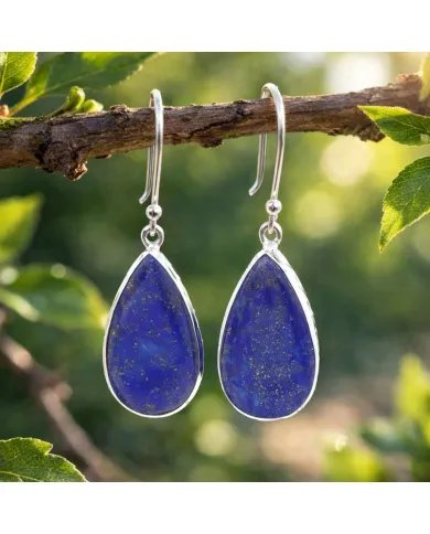 Lapis Lazuli Earrings - 925 Sterling Silver Tear Drop Jewelry for Her
