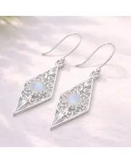 Moonstone Filigree Drop Earrings – 925 Sterling Silver Unique Jewelry