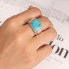 Turquoise Men's Ring in 925 Sterling Silver, Cushion Shape Turquoise Gemstone, December Birthstone Ring