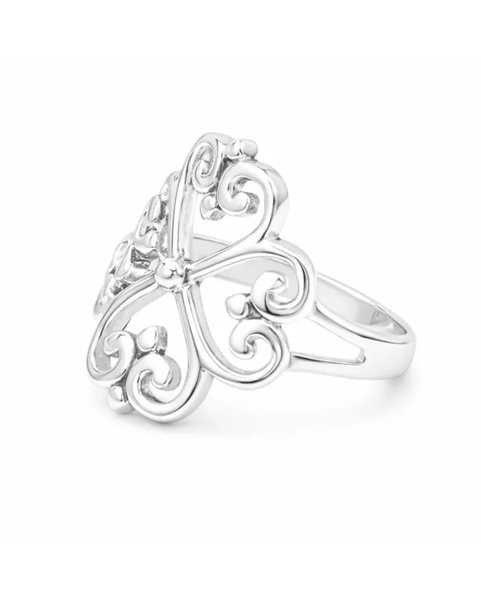925 Sterling Silver Filigree Clover Ring - Handmade Elegant Jewelry