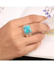 Arizona Turquoise Men's Ring - 925 Sterling Silver Gemstone Jewelry