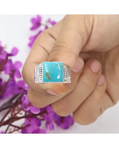 Arizona Turquoise Men's Ring - 925 Sterling Silver Gemstone Jewelry