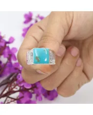 Arizona Turquoise Men's Ring - 925 Sterling Silver Gemstone Jewelry