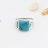 Turquoise Men's Ring in 925 Sterling Silver, Cushion Shape Turquoise Gemstone, December Birthstone Ring