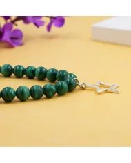 Malachite Beads Necklace - 925 Silver Star Charm Handmade Jewelry