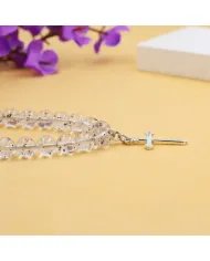 Herkimer Diamond Beaded Necklace - 925 Silver Cross Charm Handmade Jewelry