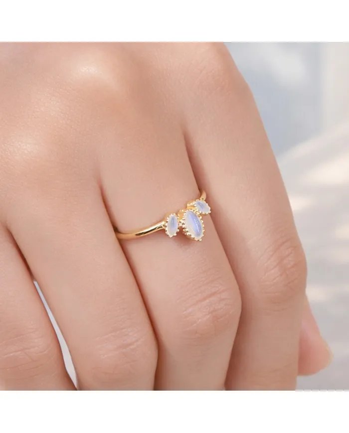 Moonstone Ring | Handmade Gold-Plated 925 Sterling Silver Jewelry