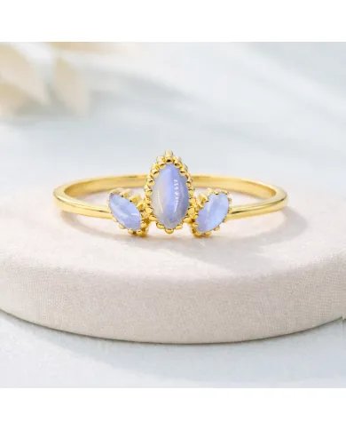Moonstone Ring | Handmade Gold-Plated 925 Sterling Silver Jewelry