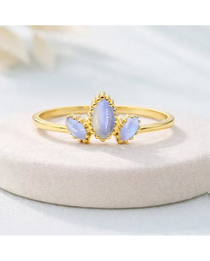 Moonstone Ring | Handmade Gold-Plated 925 Sterling Silver Jewelry