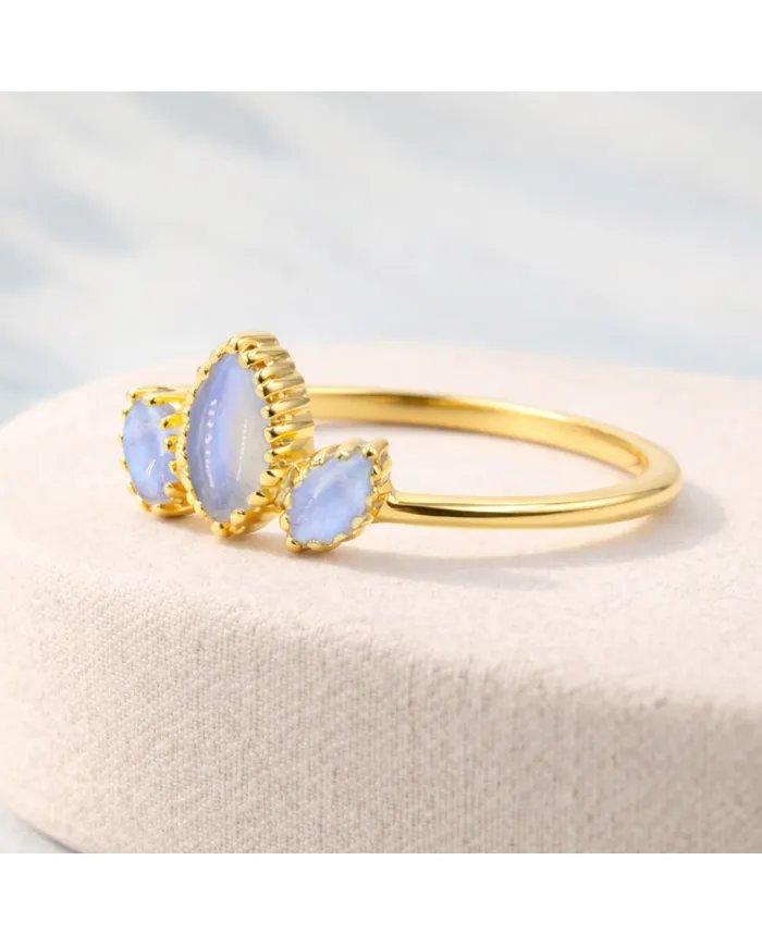 Moonstone Ring | Handmade Gold-Plated 925 Sterling Silver Jewelry