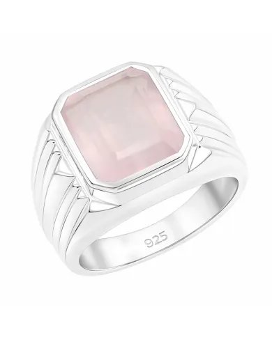 Rose Quartz Statement Ring - Sterling Silver Handmade Unisex Ring