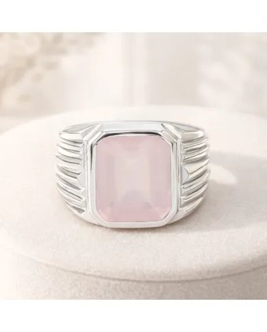 Rose Quartz Statement Ring - Sterling Silver Handmade Unisex Ring