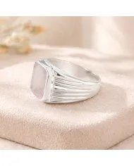 Rose Quartz Statement Ring - Sterling Silver Handmade Unisex Ring