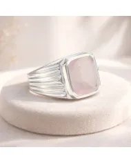 Rose Quartz Statement Ring - Sterling Silver Handmade Unisex Ring