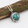 Turquoise Pendant, Antique Snake Pendant, 925 Silver Pendant, Round Shape Pendant, Charm Pendant for Women, Pendant with Chain