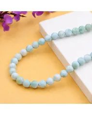 Larimar Beaded Necklace with Pyrite – 925 Sterling Silver Jewelry