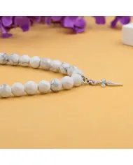 Howlite Beaded Necklace with Cross Charm in 925 Sterling Silver Jewelry