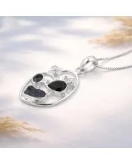 925 Sterling Silver Pendant Featuring Black Onyx, Tektite & Crystal