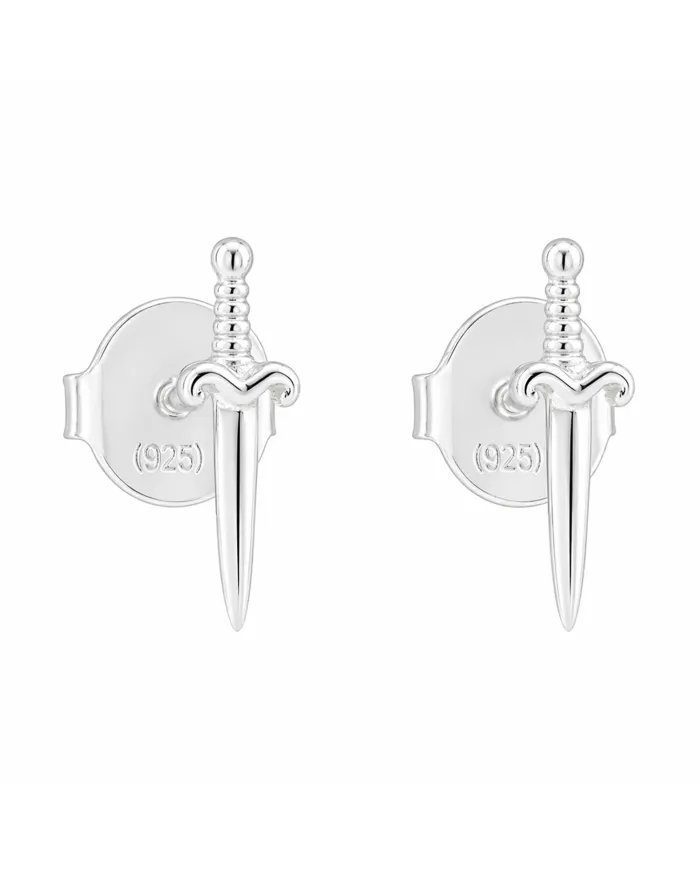 Sword Stud Earrings in 925 Sterling Silver – Unisex Minimalist Jewelry