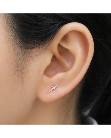 Sword Stud Earrings in 925 Sterling Silver – Unisex Minimalist Jewelry