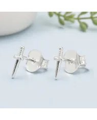 Sword Stud Earrings in 925 Sterling Silver – Unisex Minimalist Jewelry