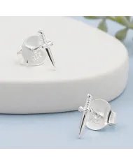 Sword Stud Earrings in 925 Sterling Silver – Unisex Minimalist Jewelry