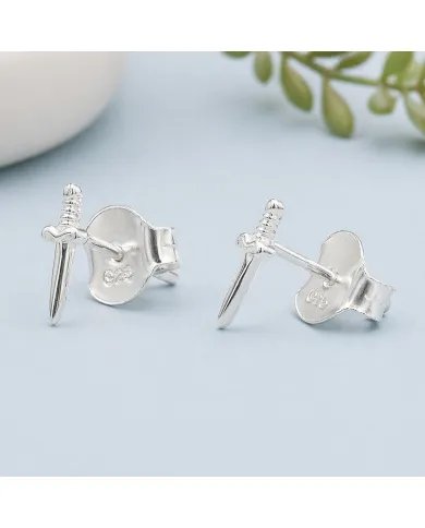 Sword Stud Earrings in 925 Sterling Silver – Unisex Minimalist Jewelry