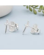Sword Stud Earrings in 925 Sterling Silver – Unisex Minimalist Jewelry