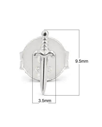 Sword Stud Earrings in 925 Sterling Silver – Unisex Minimalist Jewelry