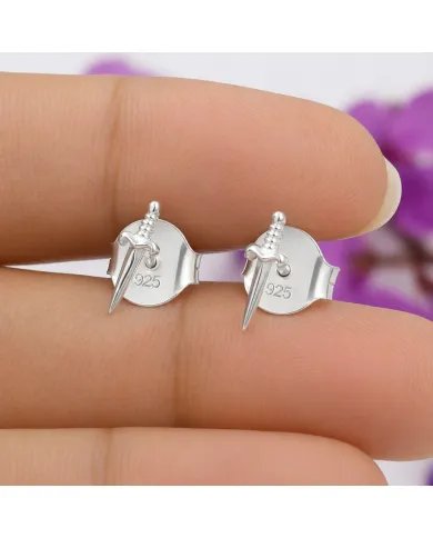 Sword Stud Earrings in 925 Sterling Silver – Unisex Minimalist Jewelry