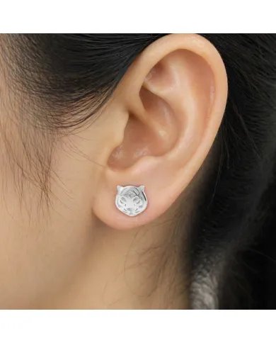 925 Sterling Silver Tiger Stud Earrings – Minimalist Animal Jewelry