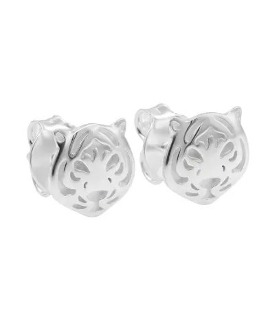 925 Sterling Silver Tiger Stud Earrings – Minimalist Animal Jewelry