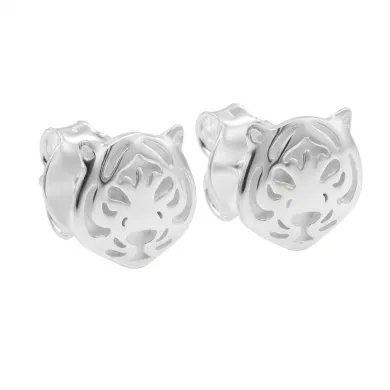 925 Sterling Silver Tiger Stud Earrings – Minimalist Animal Jewelry