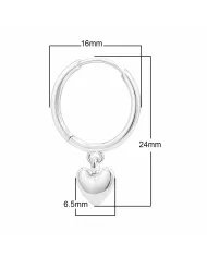 Huggie Hoop Earrings Heart Charm - 925 Sterling Silver Handmade Gift