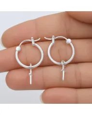 925 Sterling Silver Sword Hoop Earrings - Handmade Gift Unisex Jewelry
