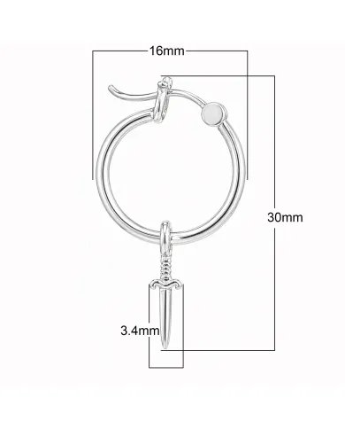 925 Sterling Silver Sword Hoop Earrings - Handmade Gift Unisex Jewelry