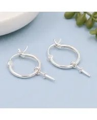 925 Sterling Silver Sword Hoop Earrings - Handmade Gift Unisex Jewelry