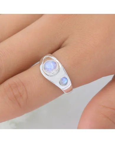 Moonstone Ring - 925 Sterling Silver Handmade Gemstone Jewelry