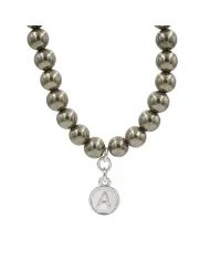 Pyrite Beaded Necklace - 925 Sterling Silver Personalised Initial Jewelry