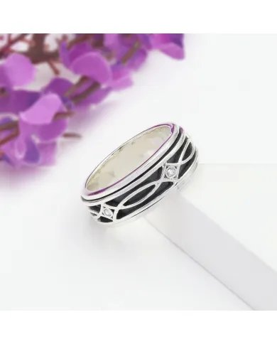 Swarovski Crystal Spinner Ring - 925 Silver Handmade Anxiety Relief Jewelry