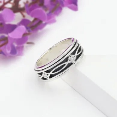 Swarovski Crystal Spinner Ring - 925 Silver Handmade Anxiety Relief Jewelry