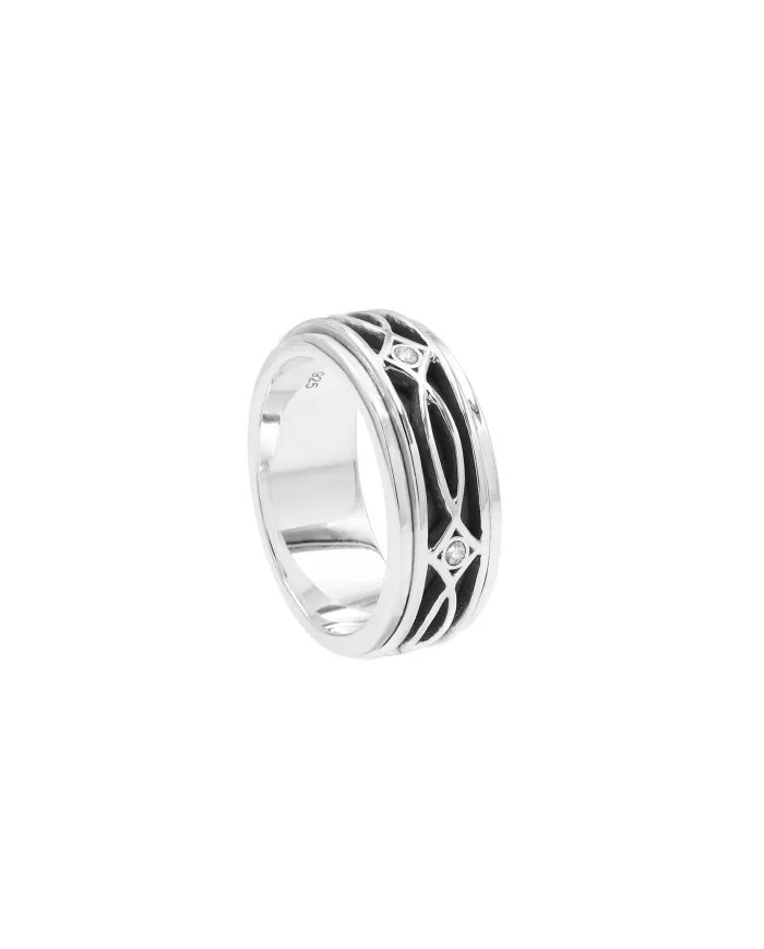 Swarovski Crystal Spinner Ring - 925 Silver Handmade Anxiety Relief Jewelry