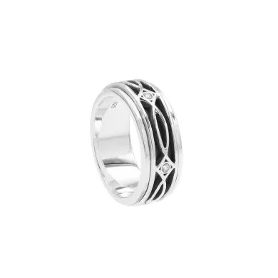 Swarovski Crystal Spinner Ring - 925 Silver Handmade Anxiety Relief Jewelry