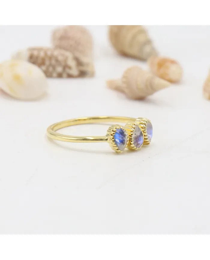 Moonstone Ring – Gold Plated 925 Sterling Silver Handmade Jewelry