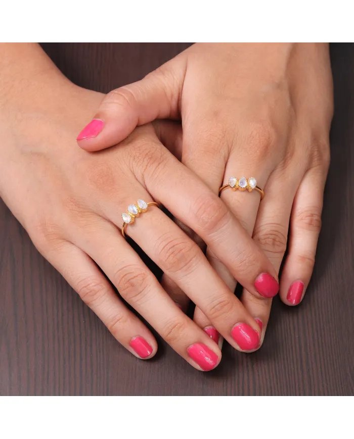 Moonstone Ring – Gold Plated 925 Sterling Silver Handmade Jewelry
