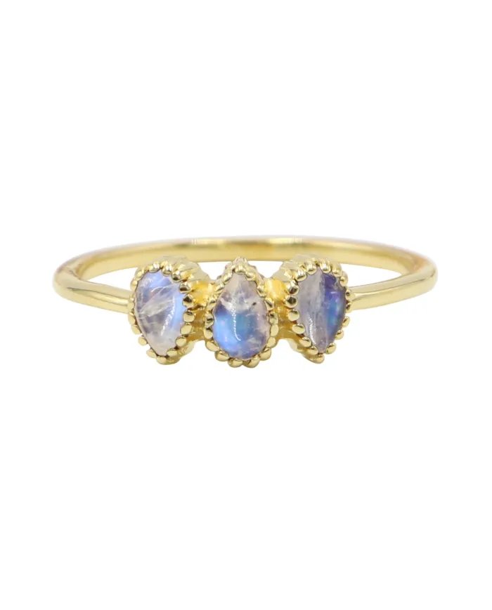 Moonstone Ring – Gold Plated 925 Sterling Silver Handmade Jewelry