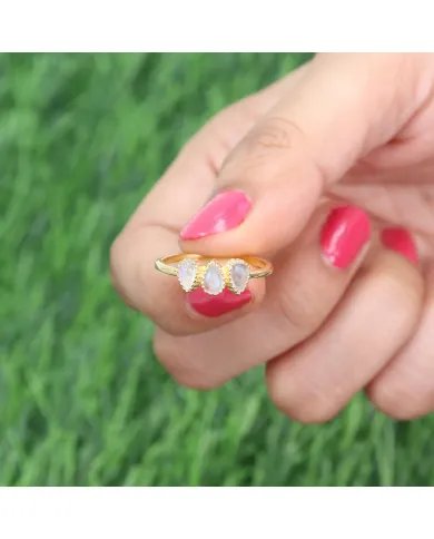 Moonstone Ring – Gold Plated 925 Sterling Silver Handmade Jewelry