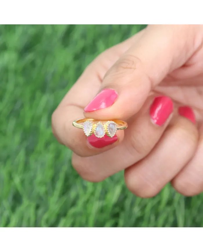 Moonstone Ring – Gold Plated 925 Sterling Silver Handmade Jewelry