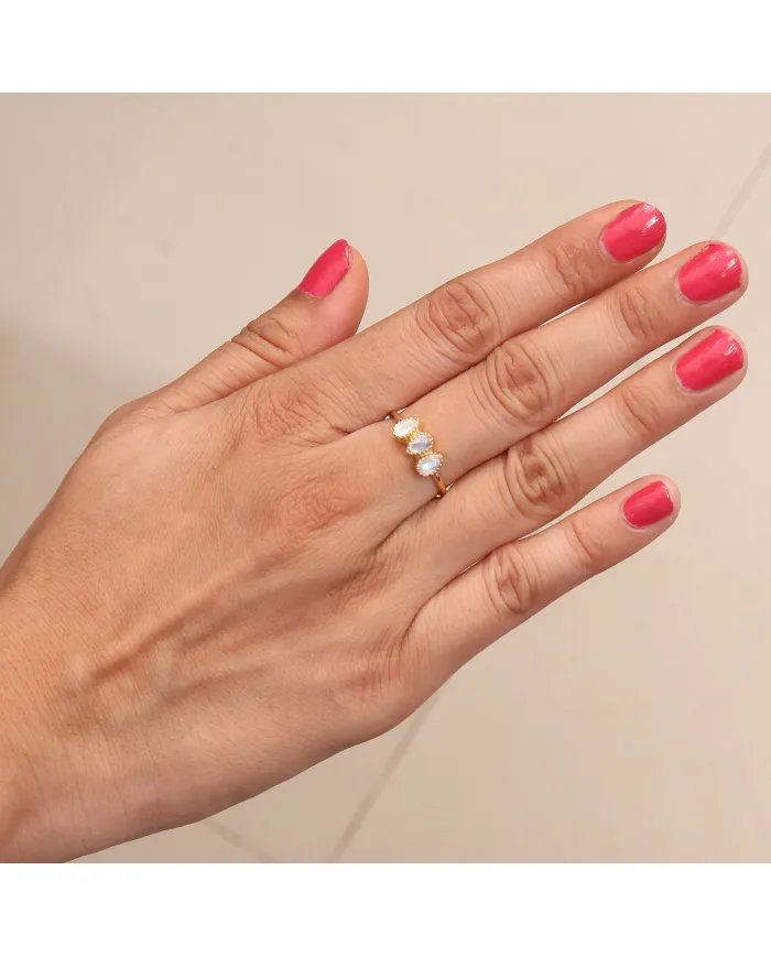 Moonstone Ring – Gold Plated 925 Sterling Silver Handmade Jewelry